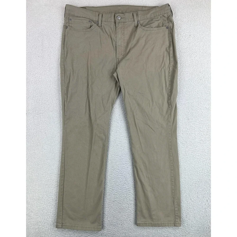 Levis 514 Mens 40x32 Beige Regular Straight Stretch Denim Jeans Light Wash